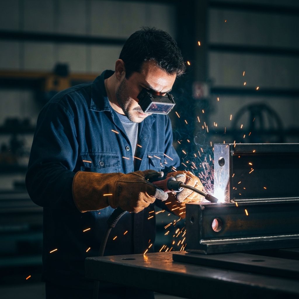 Steel welding sparks in JDC Enterprises workshop